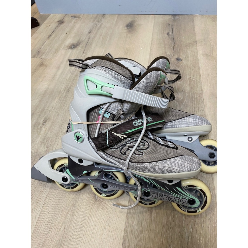 K2 Athena Women Inline Skates Grey Brown Plaid T-Nine ABEC 5 Fitness Blades